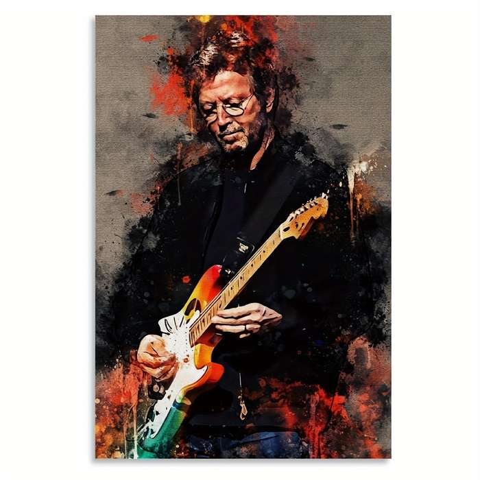 1pc  Eric Clapton Guitarist Canvas Art Vibrant 30.48x45.72cm Wall Decor Fiery Abstract Backgr