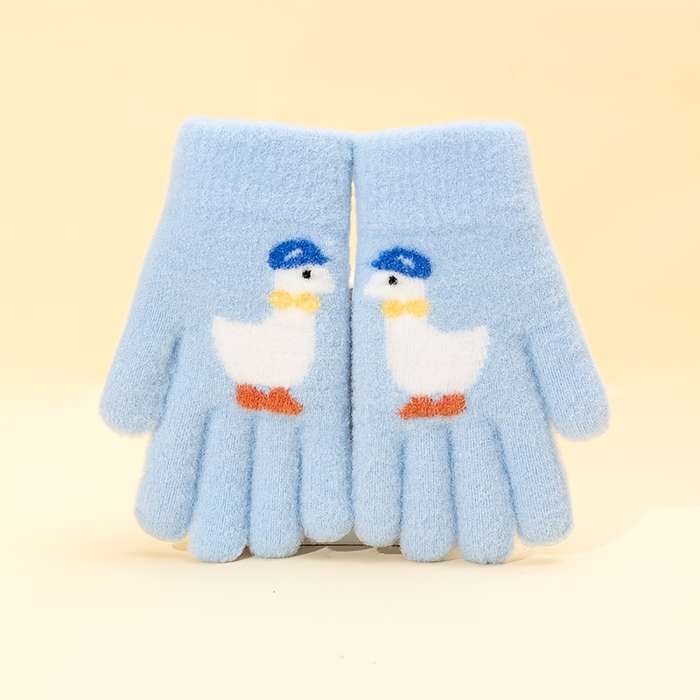 1 Pair Yellow 6 To 12 Years Old Warm Gloves