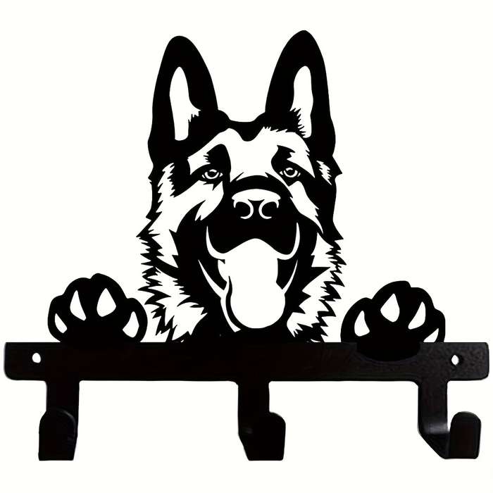 German Shepherd Metal Wall HookEasy Install Black Coated Key  Leash Holder for Kitchen Bathroo