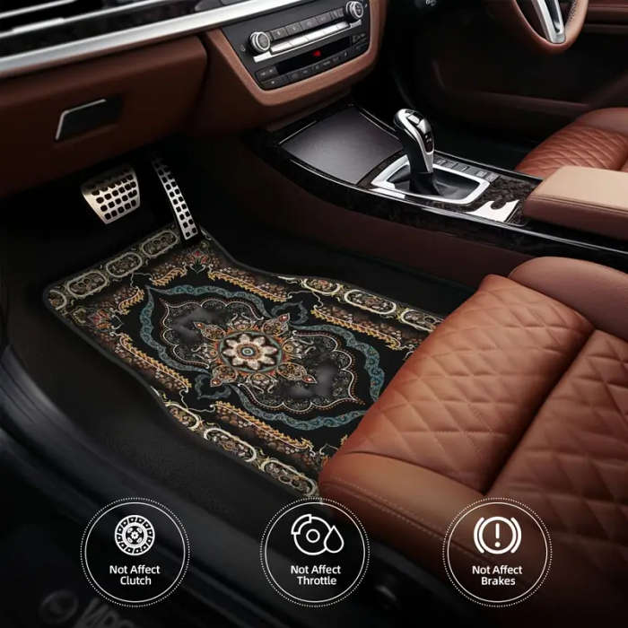 4pcs Bohemian Pattern European Ethnic Car Rubber Mats