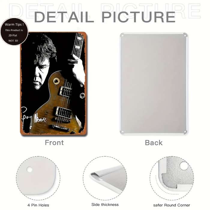 1pc 2D Flat Painting Simulation  Gary Moore Poster for Home Kitchen Dining Room Bedroom Garden