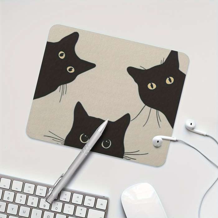 1pc of Three Black Cat Game Mouse Pads Rectangular Mouse Pads for Women and Girls w