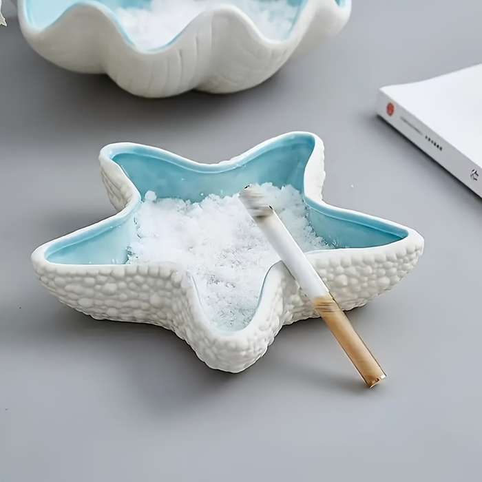 1pc Ocean-Themed Ceramic Starfish Ashtray Handcrafted Nautical Decor with Realistic Sea Textur