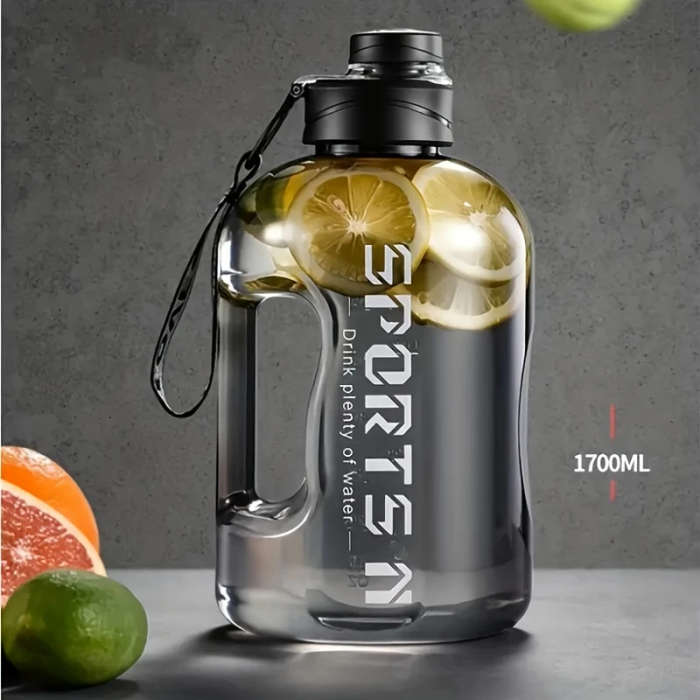 1pc 57.48oz Leak-Proof Sports Water Bottle with Handle Durable PC Material Large Capacity Precise Me