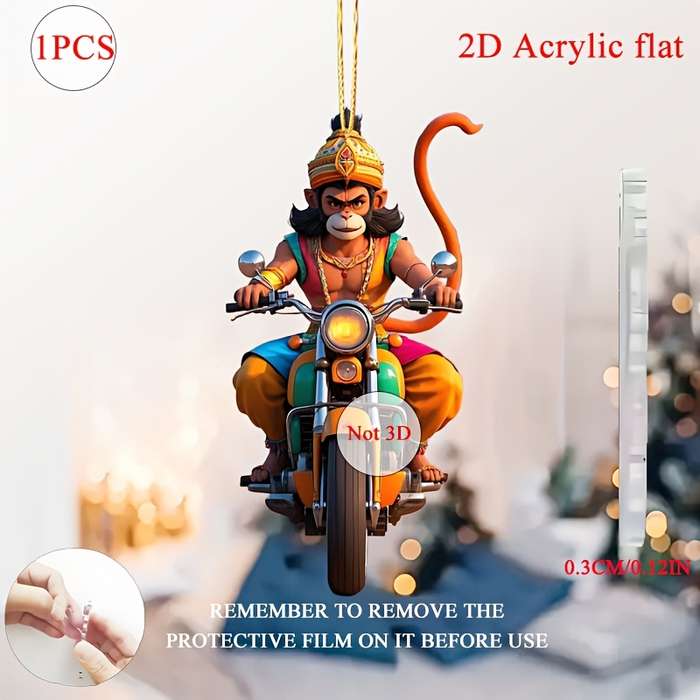 1pc 2D Flat  One piece of  acrylic material charming and funny motorcycle Hanuman theme han