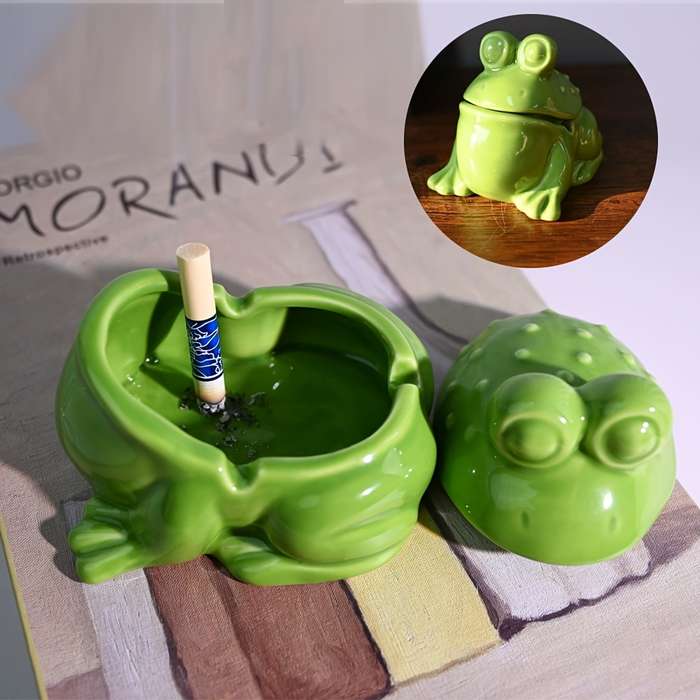 1pc Creative Frog-Shaped Ceramic Ashtray for Home Restaurant and Office Use High-end Sophistic