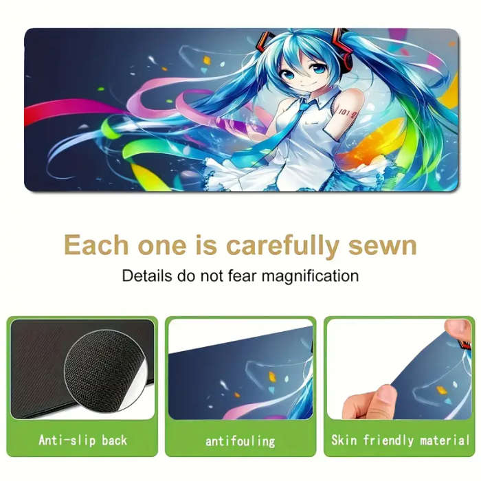 1pc 30x80cm Anime Music Festival Design Extended Mouse Pad Non-Slip Waterproof Washable Desk Mat