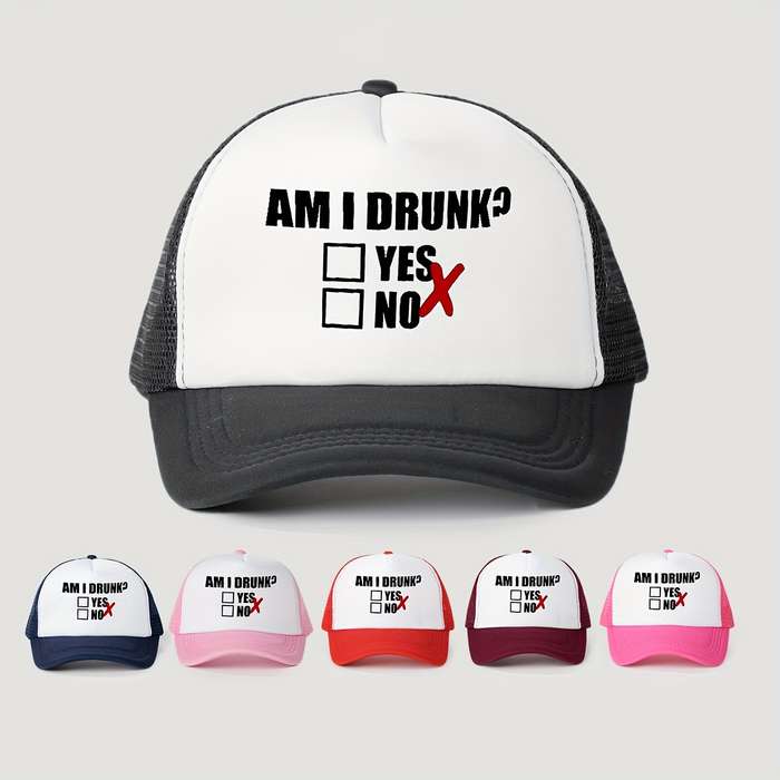 1pc Am I Drunk? Question Checkmark Baseball Cap Unisex Trucker Hat Breathable Adjustable Golf Su