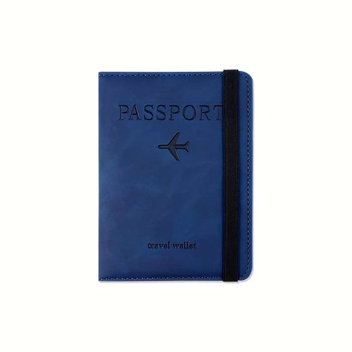 1pc OBCREATOR Faux Leather Travel Passport Holder Wallet Sleek Black Design with Multiple Compart