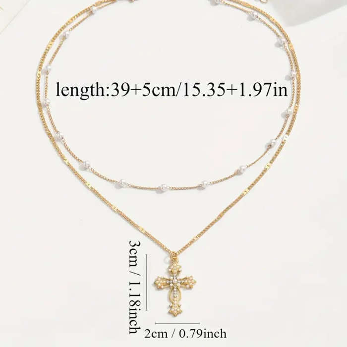 Elegant Multi-Layer Cross Pendant WITH Necklace