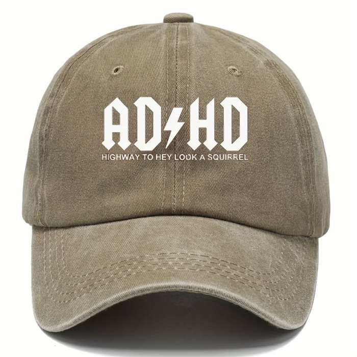 1pc Funky Distressed Moisture-Wicking Adjustable Duckbill Hat AD+HD Print Cotton Baseball Cap For