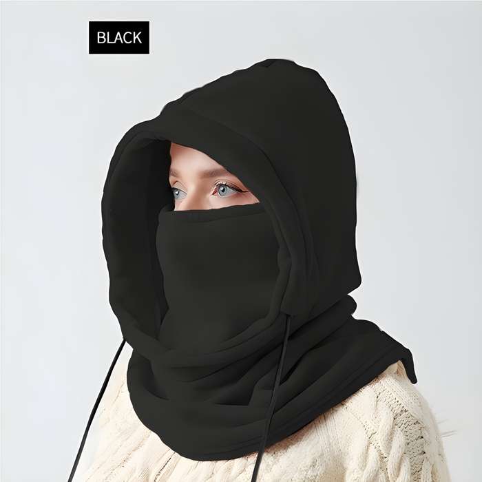 1pc Windproof Reversible Beanie Neck Gaiter Reversible Knit Beanie with Integrated Neck Gaiter