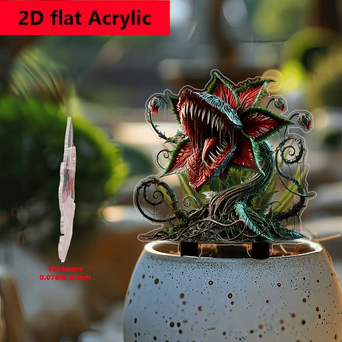 1pc 2D Flat  Printing Polymer Carnivorous Plant Garden Stump Contemporary Outdoor Decor for Pots