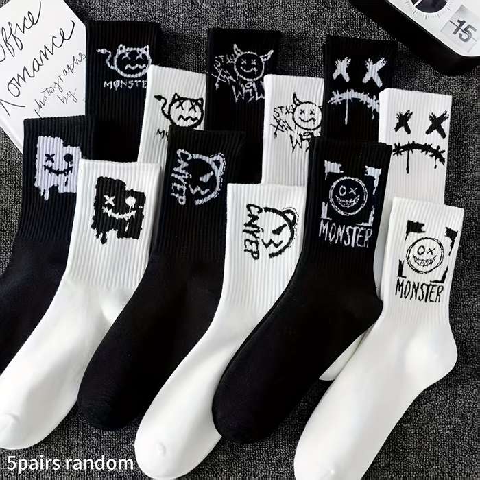 5 Pairs Random White One Size High Elastic Socks
