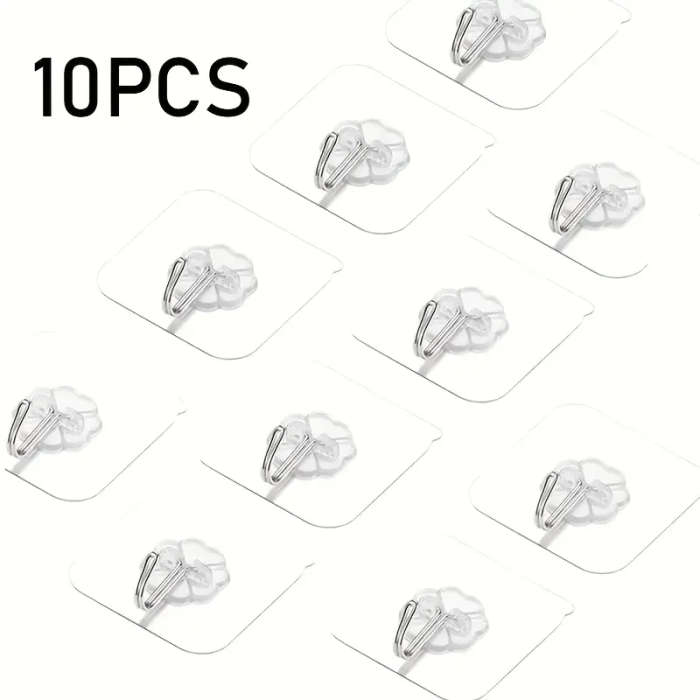 10 Piece Wall Hooks - Casual Style Plastic Utility Hook Set for Keys Hats Towels Easy to Install