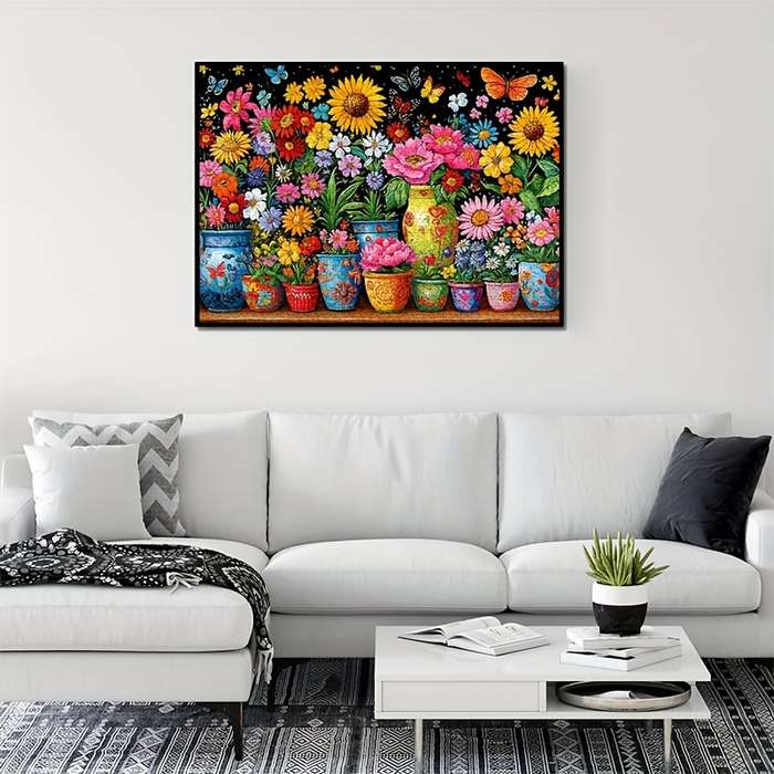 1000pcs Floral Fantasy Jigsaw Puzzle Vibrant Flowers and Butterflies Design Scratc