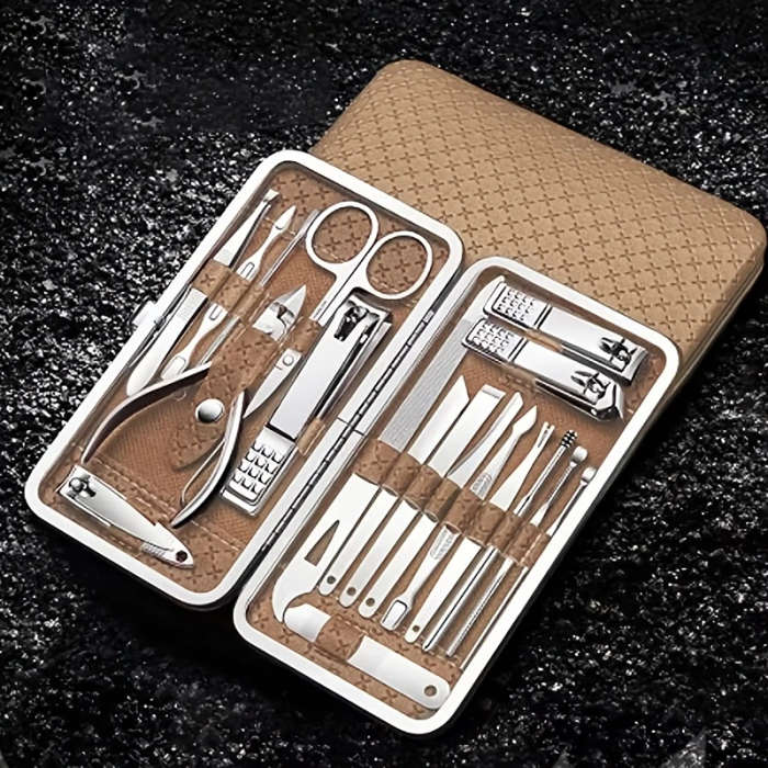 19pcs Golden Nail Tools Fitting Nail Shape Easy Trimming Nail Clippers Nail Scissors Set Special Tri
