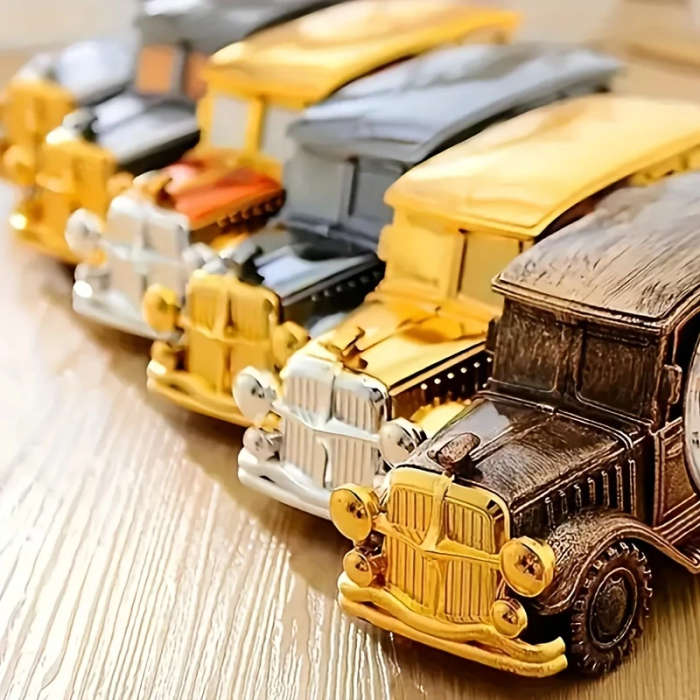 1pc Vintage Car-Shaped Alarm Clock Creative Bedside Office Decor Battery Operated AA Perfect
