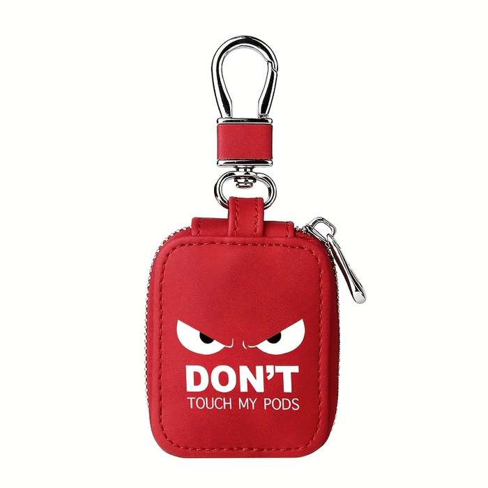 1pc Fun Hands Off My Pods Text Earbud Carrying Case Small Size Compatible with AirPods Made of