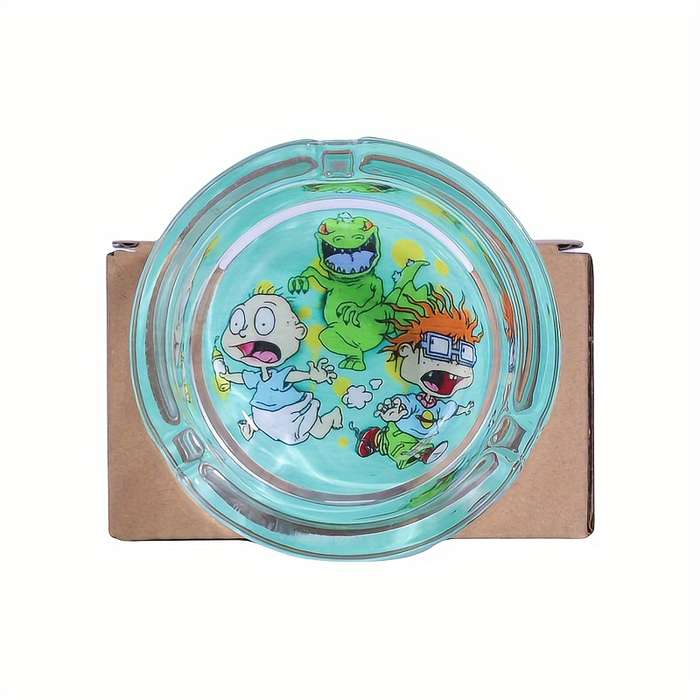 1pc Charming Cartoon Flower Glass Ashtray 85mm Round Perfect for Home Use Gifts