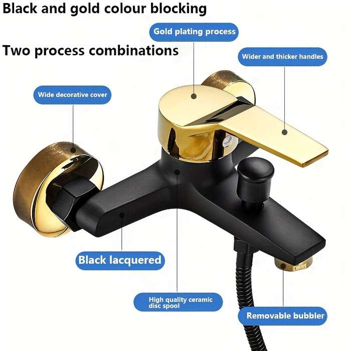 1PC Black Golden Bathtub Faucet