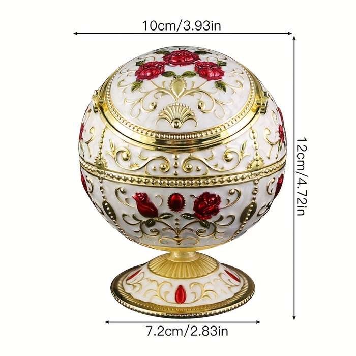 1pc Burronwood Elegant Rose-Shaped Zinc Alloy Ashtray with Lid Smoke-Free Windproof Easy to Cl