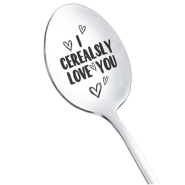 1pc  I Cerealsly Love You  Engraved Stainless Steel Spoon Ideal Romantic Gift for Couples Fu