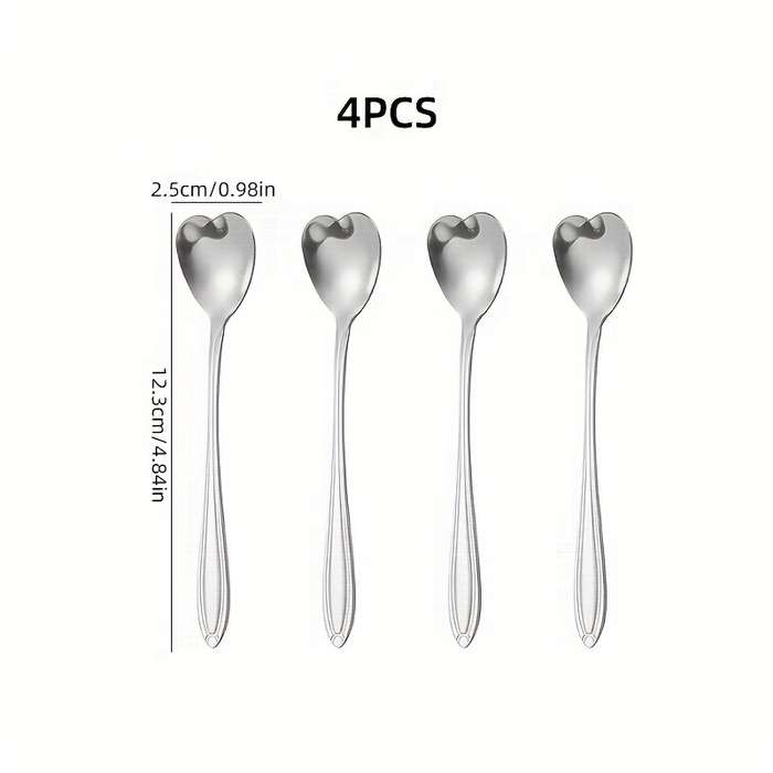 4pcs Stainless Steel Coffee Spoon Set Creative Dessert Spoons for Sugar Stirring Ice Cream