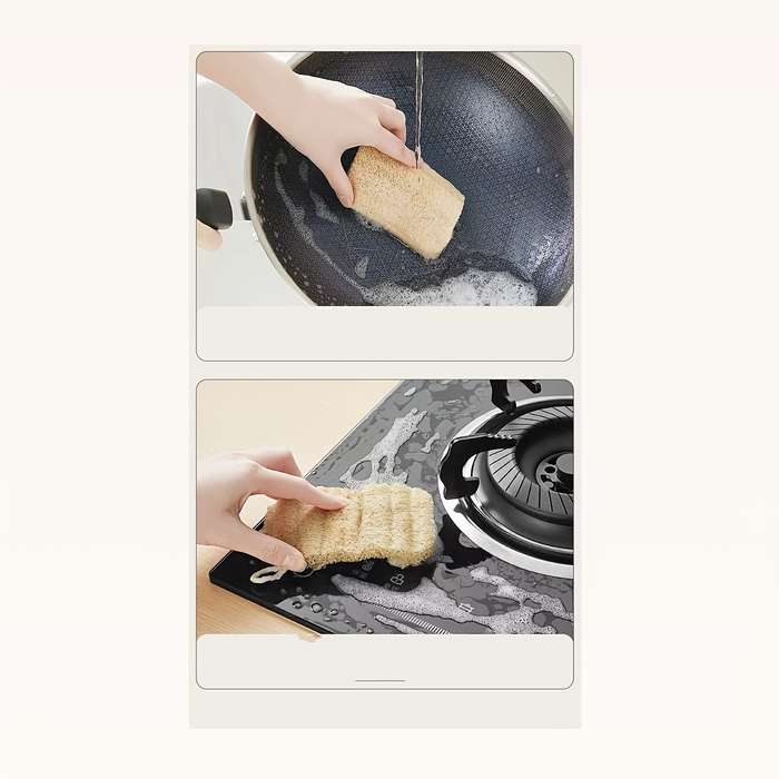 5pcs Natural Hemp Loofah Scrubbing Pads Non-Scratch Oil-Resistant Lightweight Durable Rec