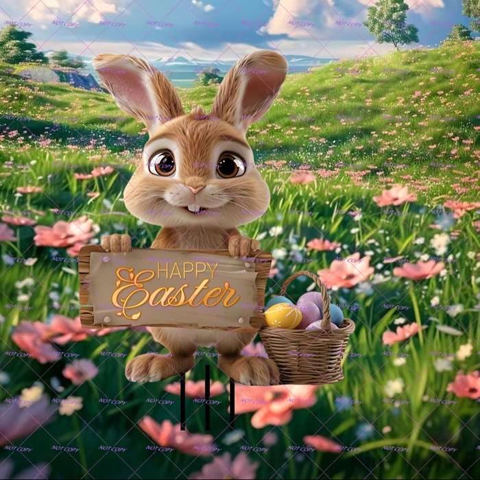 1pc 2D Flat A Cute Gray  Rabbit Welcomes The Arrival of Easter Perfect