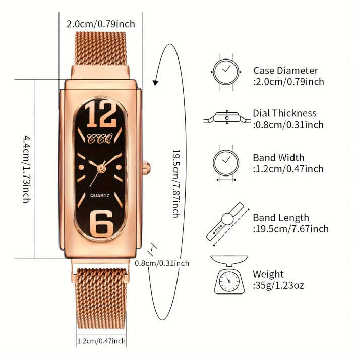 1pc Women'S Fashion Casual Square Quartz Wrist Watch with Numerical Scale Dial Alloy Band And Case N