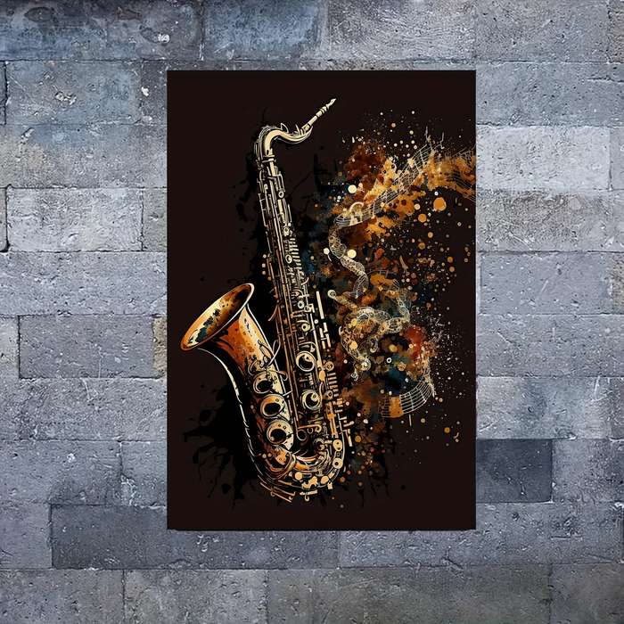 1pc  Golden Saxophone Canvas Art Poster Frameless 30.48x45.72 cm Music Themed for Bedroom O