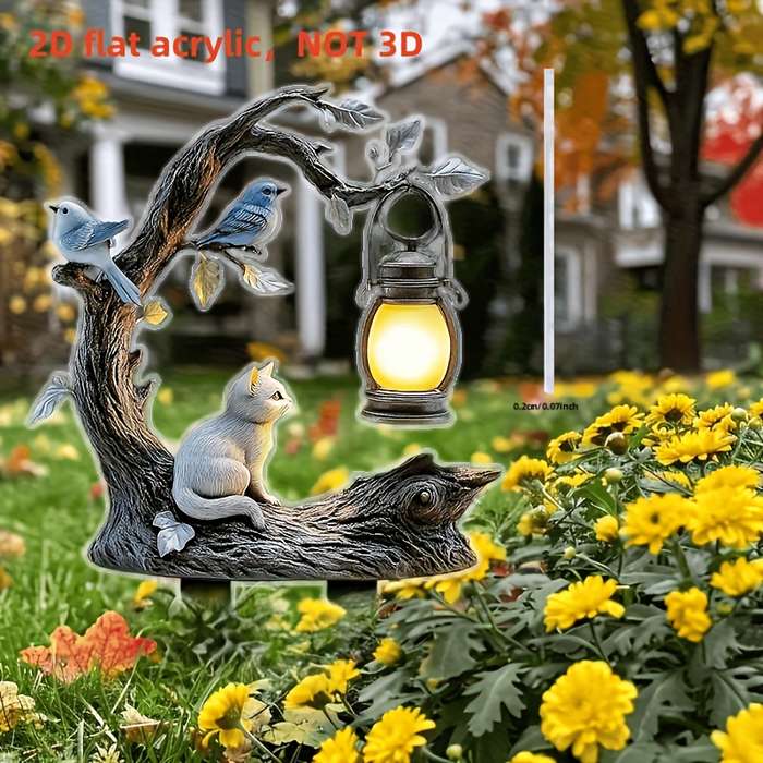 1pc 2D Flat   Cute Cat Garden Sign Decoration Yard Stake for Garden Outdoor Lawn Decor Ground