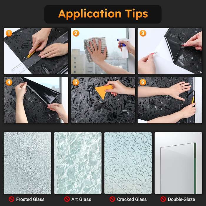 1pc Black Tulips Size 29.5 x 78.7 in   75 x 200 cm Door Window Sticker