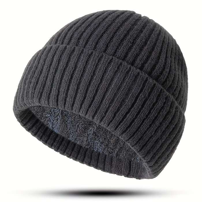 1pc Winter Warmth Unisex Knit Beanie Hat with Folded Cuff Acrylic 95% Polyester 5% Elastic