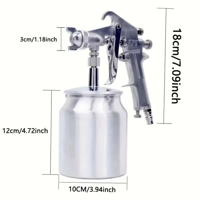 High-Pressure Paint Spray Gun with 1.5mm Nozzle F75 Air Compressor Non-Electric Ideal for Auto Repai