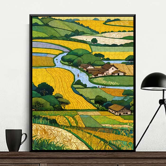 1000pcs Vibrant Rural Scenery Jigsaw Puzzle High-Quality Paper Multicolor Ideal f