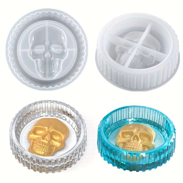 1pc DTOHO 1pc 3D Skull Head Silicone Mold 8.89 cm for Ashtray Jewelry Storage Epoxy Resin Plas