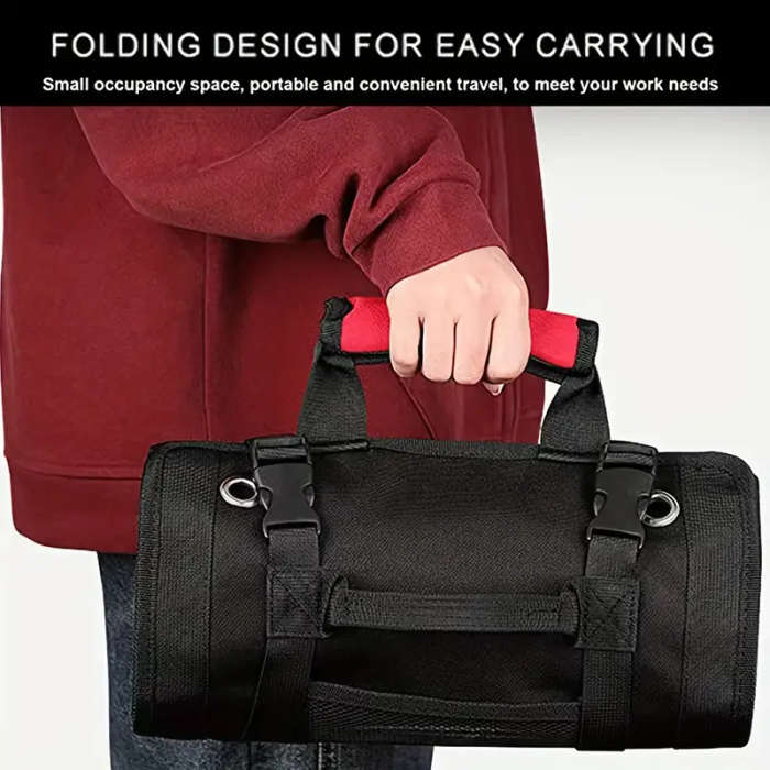 Portable Heavy Duty Tool Organizer Roll Up Bag with Detachable Pouch Suitable for Men and Women