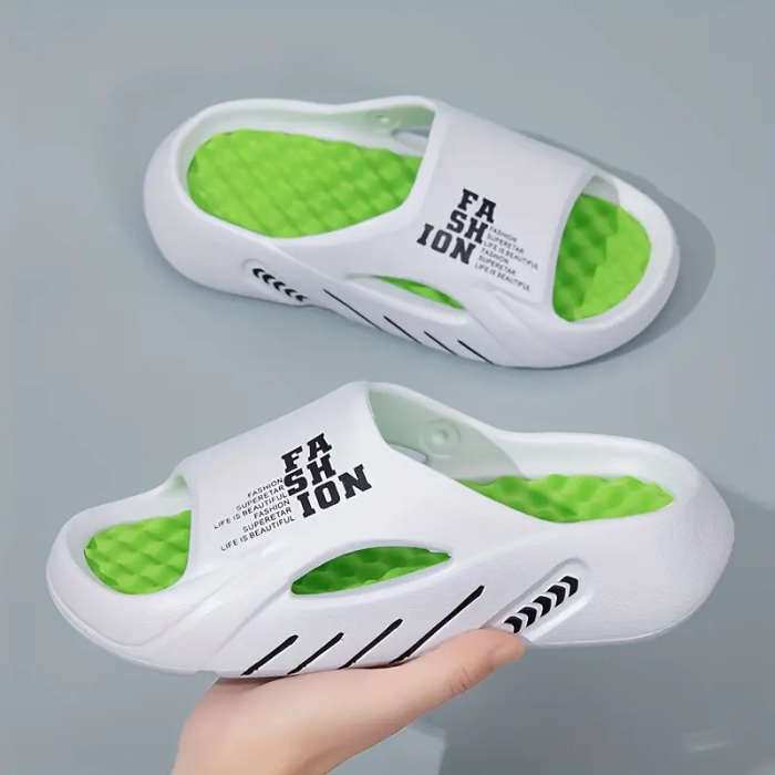 Fashion Slippers White And Green 38-39