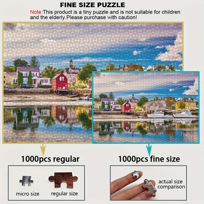 1000pcs Mini Jigsaw Puzzle Charming Seaside Fishing Village Scene 38.0x26.01 cm D