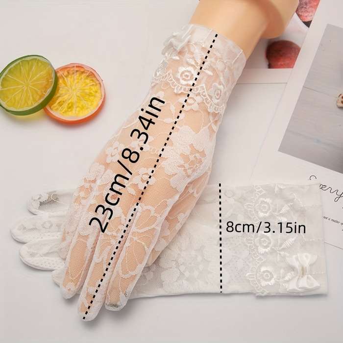 1 Pair Grey Lace Sunshade Gloves