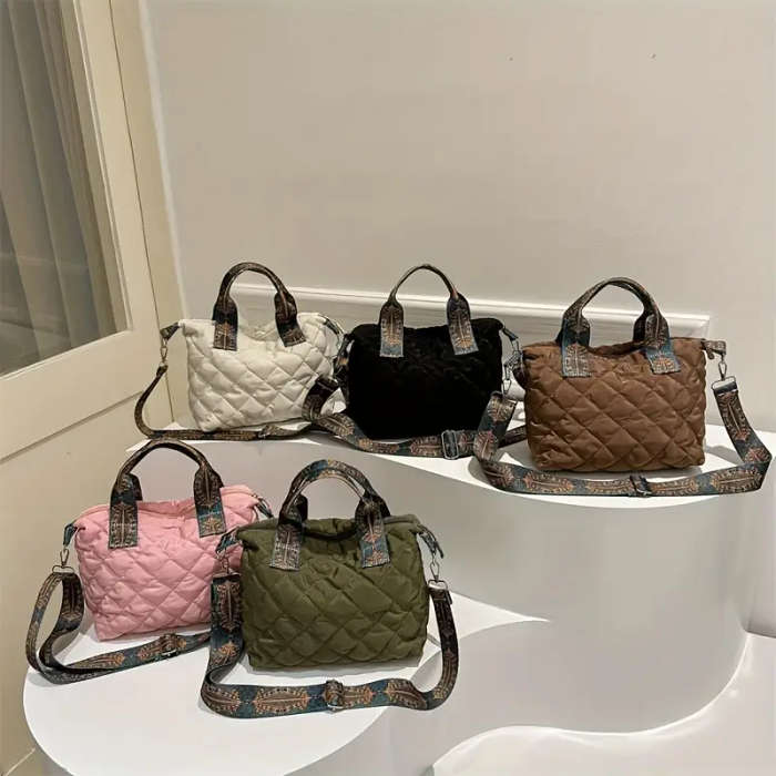 1pc Stylish Quilted Nylon Crossbody And Shoulder Bag for Girls Durable Casual