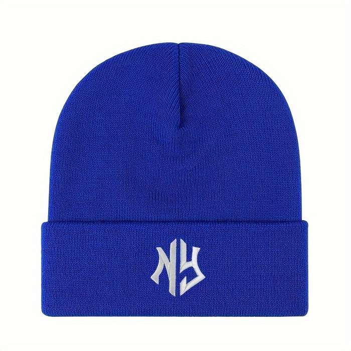 1pc Unisex Embroidered Letter Acrylic Knit Beanie Casual Style 100% Acrylic Warm Skull Cap for