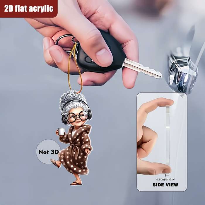 1pc 2D Flat   Cute Fashionable  Acrylic Grandma Pendant Charming Brown Dress Headpho