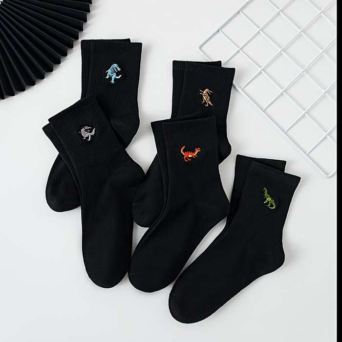 5 Pairs Of Black One Size High Elastic Socks