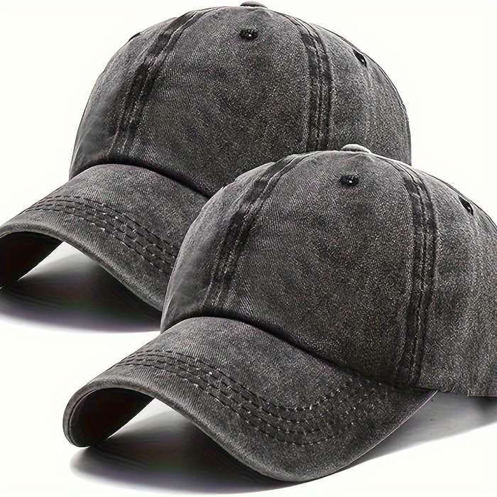1pc Vintage Washed Denim Baseball Caps 100% Cotton Unisex Adjustable Inelastic Outdoor Sun Sh