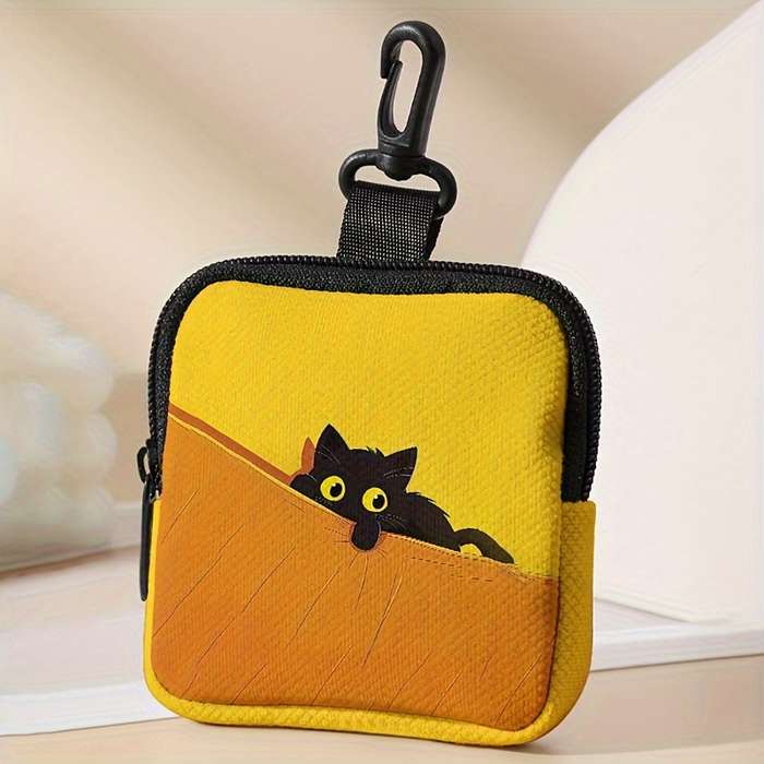 1pc Cat Print Pattern Large Capacity Coin Wallet Digital Printing Coin Wallet Storage Bag Multifun
