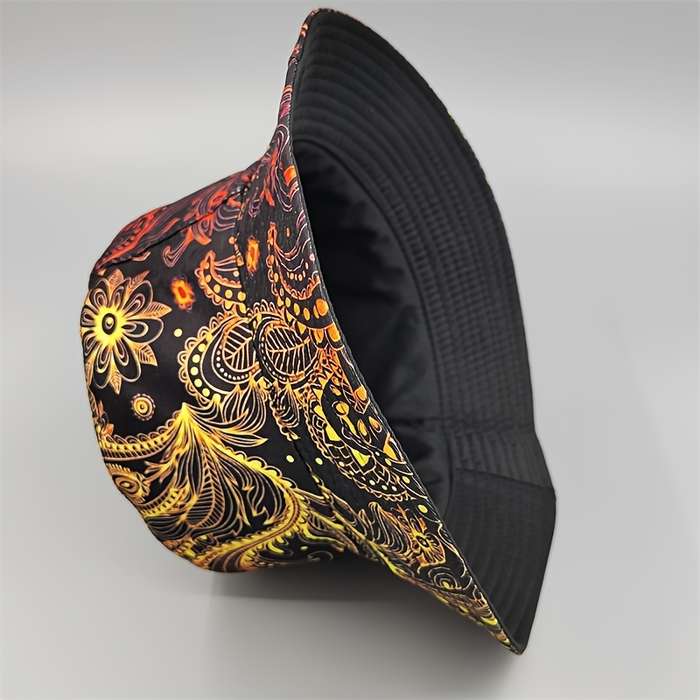1pc A Digital Printed Feather Pattern Bucket Hat a Cartoon Y2K Fisherman Hat And a Reversible Sun