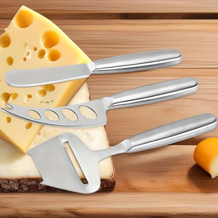 3pcs 1set Stainless Steel Cheese Knife Set Cheese Cutter Cheese Grater Multi-hole Knife Cut